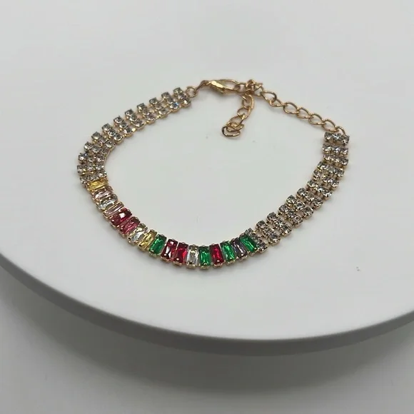 388. Elegant Multicolor Gemstone Bracelet - Picture 2 of 2